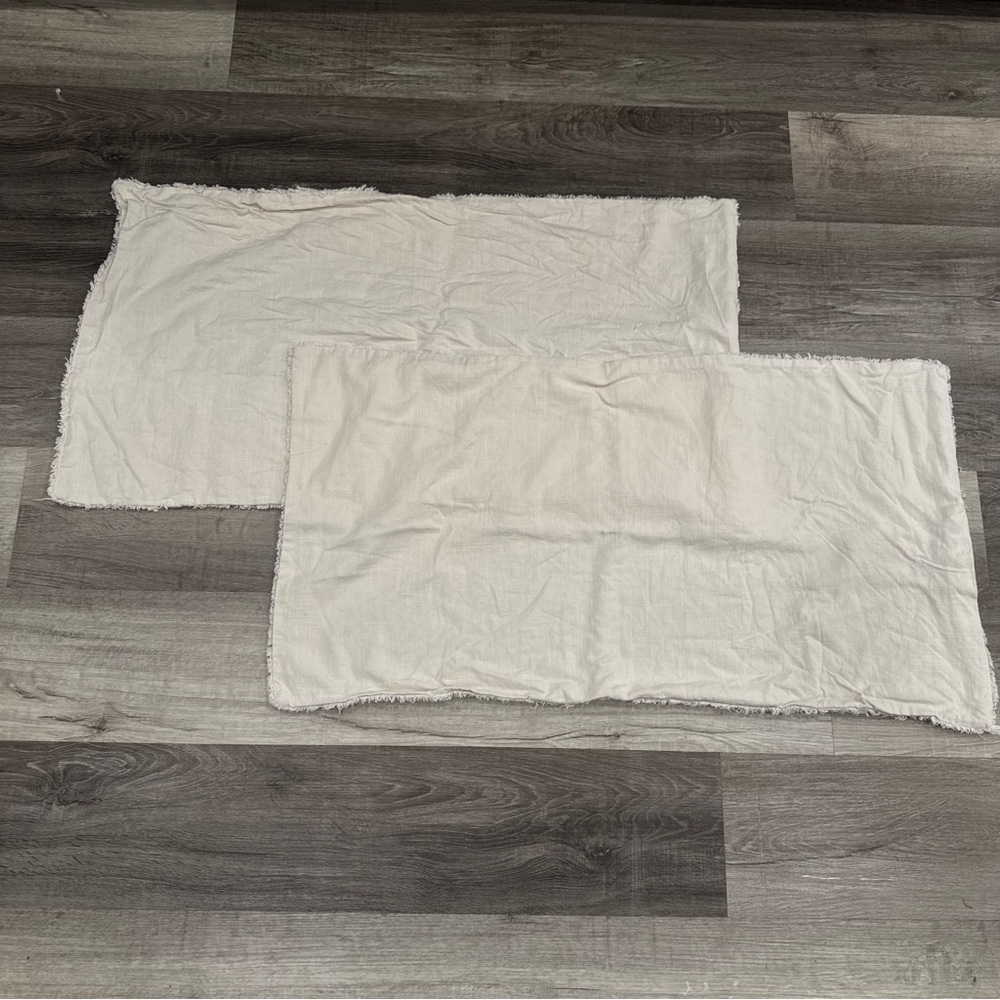 Casaluna Cream King Pillow Covers Set of 2 Fringed Edge